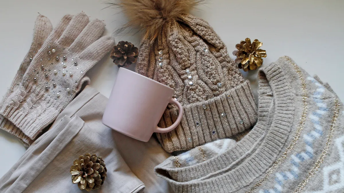 Feminine Warm Winter Complements Flat Lay