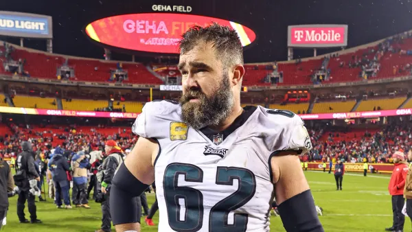 Jason Kelce Wears His Signature Flip Flops Before Christmas Football Game Against New York Giants