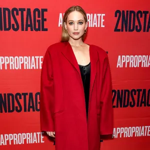 Jennifer Lawrence Dons a Festive Pop of Red to the Opening Night of Broadway’s ‘Appropriate’