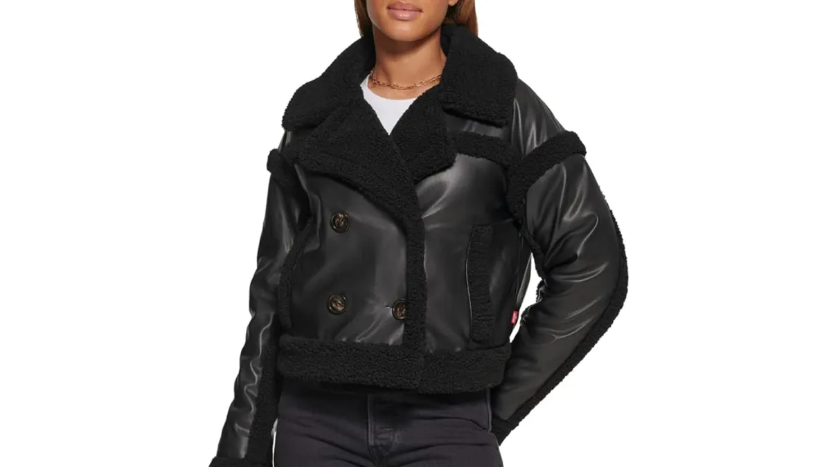 Levi's Women's Sherpa Lined Cropped Moto Jacket