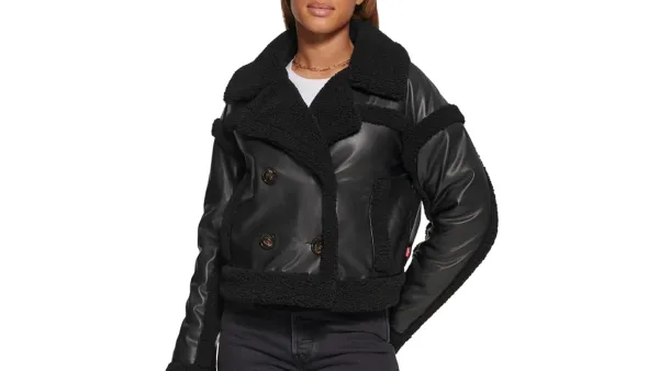 Levi's Women's Sherpa Lined Cropped Moto Jacket