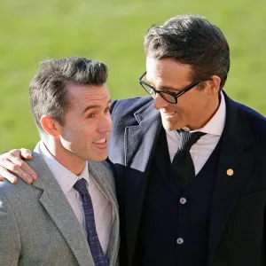 Rob McElhenney and Ryan Reynolds Embrace Wrexham Themed Wham Album Cover With Photoshopped Image 316