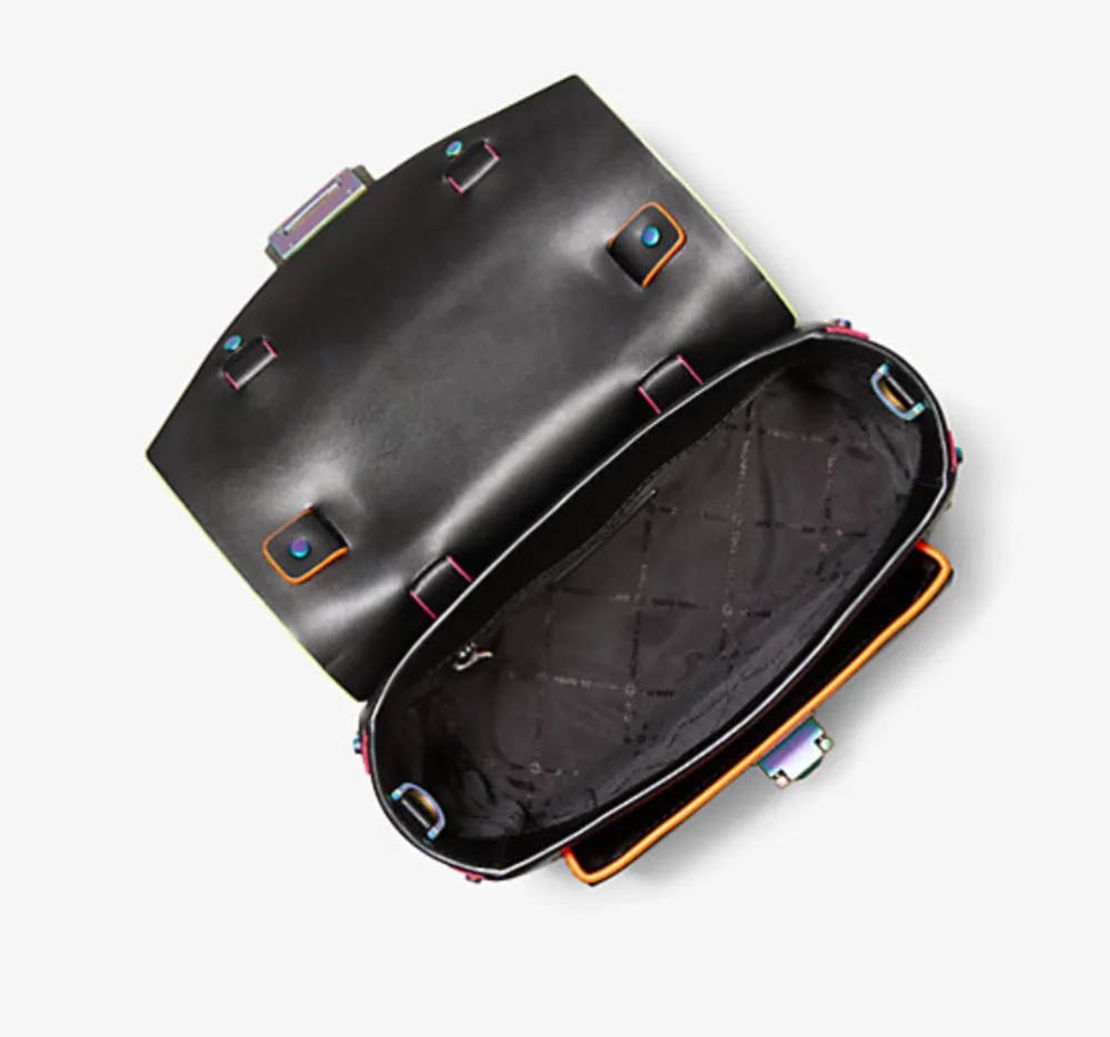 Michael Kors Manhattan Medium Contrast-Trim Leather Satchel 