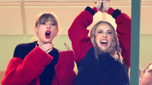Taylor Swift Fans Think She Borrowed Brittany Mahomes’ Red Teddy Coat to Kansas City Chiefs Game