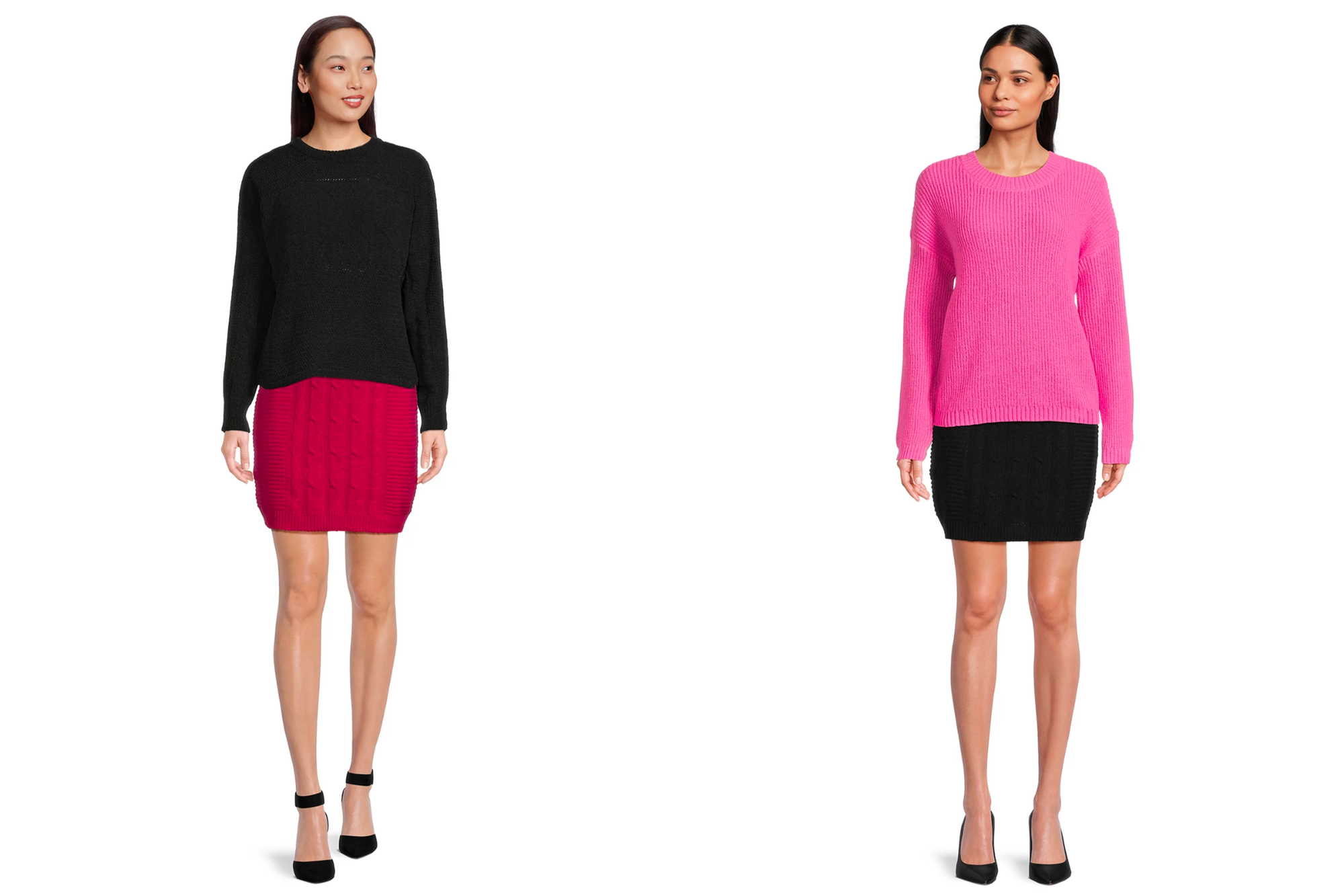 BCBG Paris Cable Knit Mini Sweater Skirt