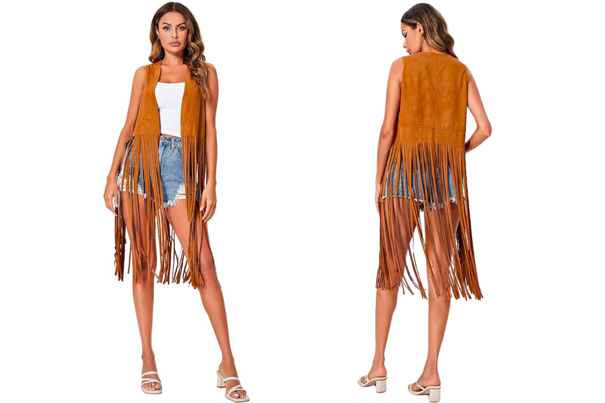 Gorglitter Fringe Tassel Suede Vest