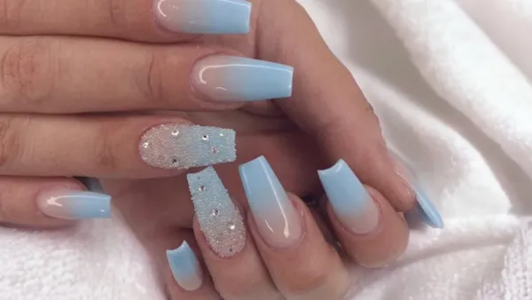 Woman wearing press-on nails