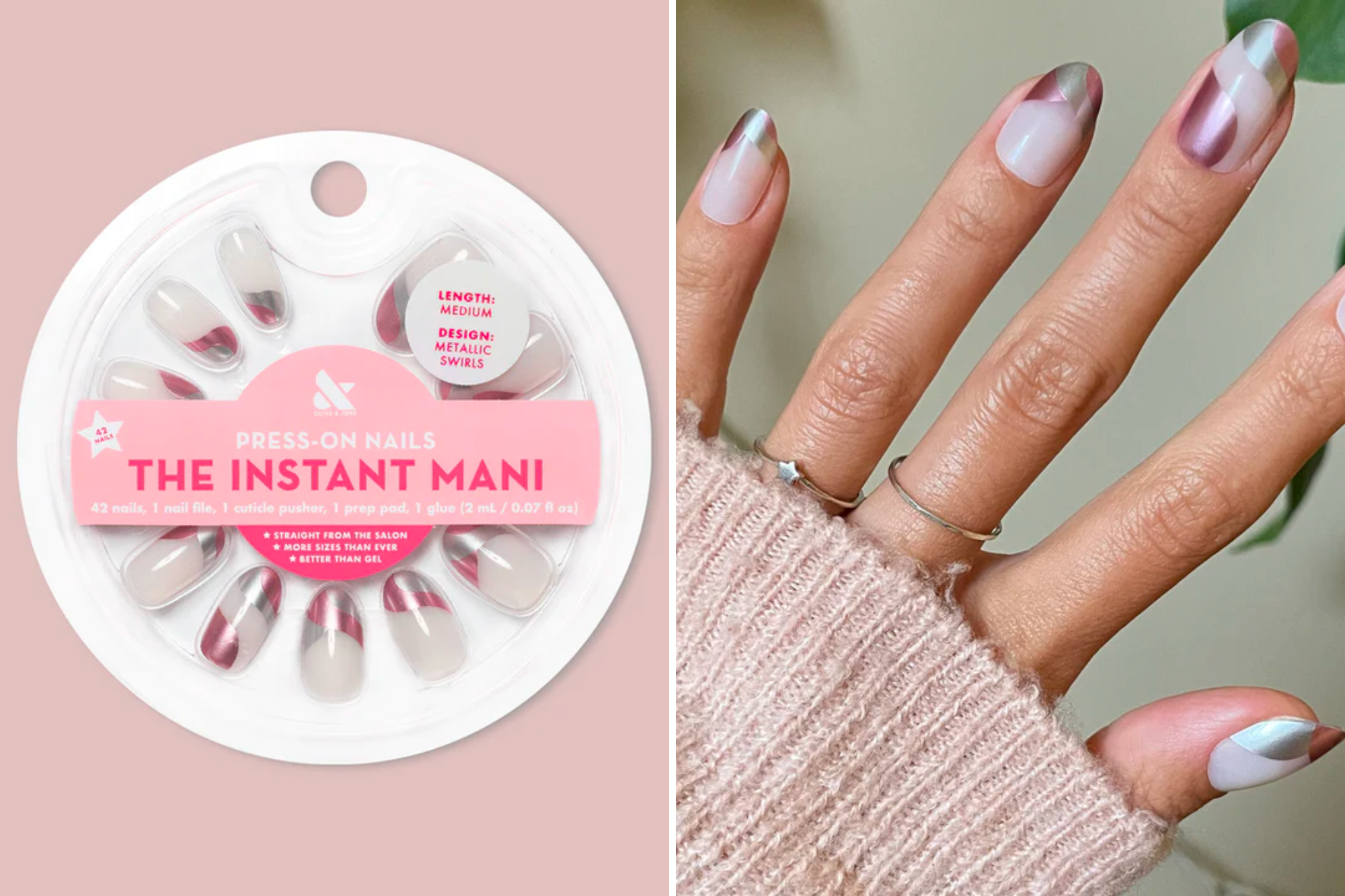 Olive & June Metallic Swirls Glue Press-Ons