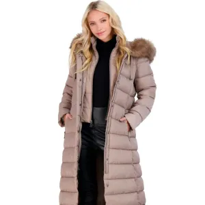 Tahari Nellie Long Coat with Faux Fur Trim