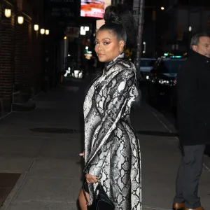 Taraji P. Henson outside of the Ed Sullivan Theater in New York City on December 12, 2023.