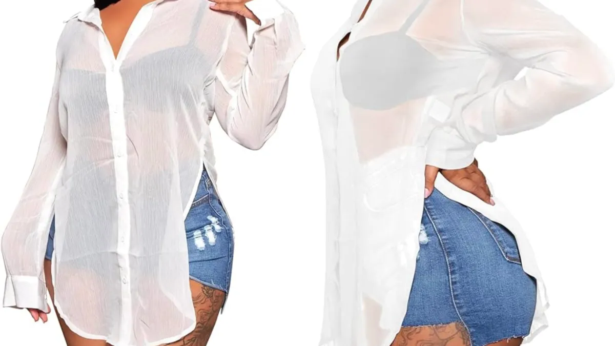 ThusFar Sheer Button Up Blouse