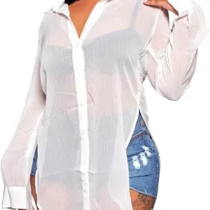 ThusFar Sheer Button Up Blouse
