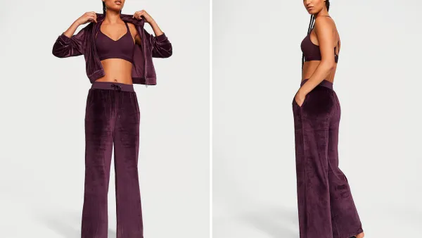 Victoria's Secret Velour Ribbed High-Rise Wide Leg Pants