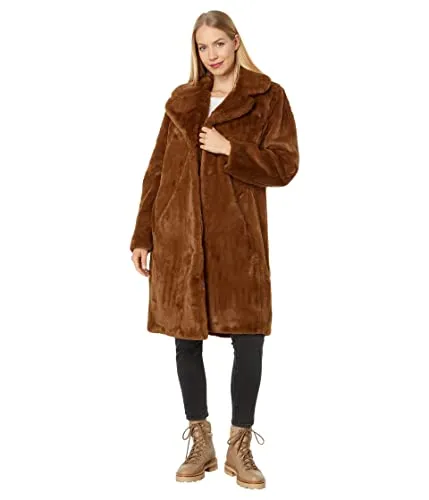 Thread Collective Short Pile Faux Fur Star Print Jacket Cognac MD