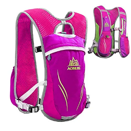 TRIWONDER Hydration Pack Backpack 5.5L Outdoors Mochilas Trail Marathoner Running Race Hydration Vest (Rose Red - Only Vest)