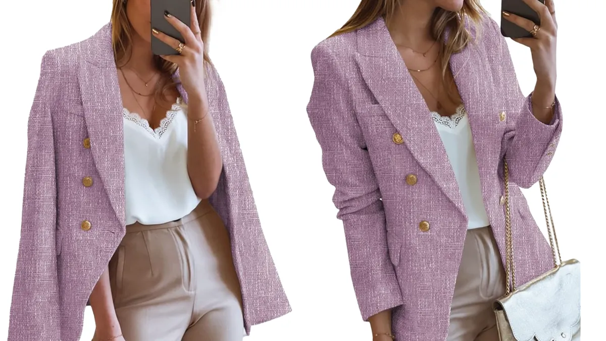 Amazon Happy Sailed Womens Double Breasted Tweed Blazer