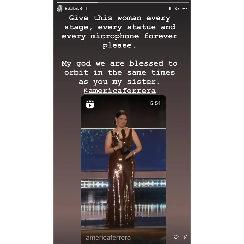 Blake Lively Praises America Ferreras Critics Choice Win We Are Blessed to Orbit at The Same Time