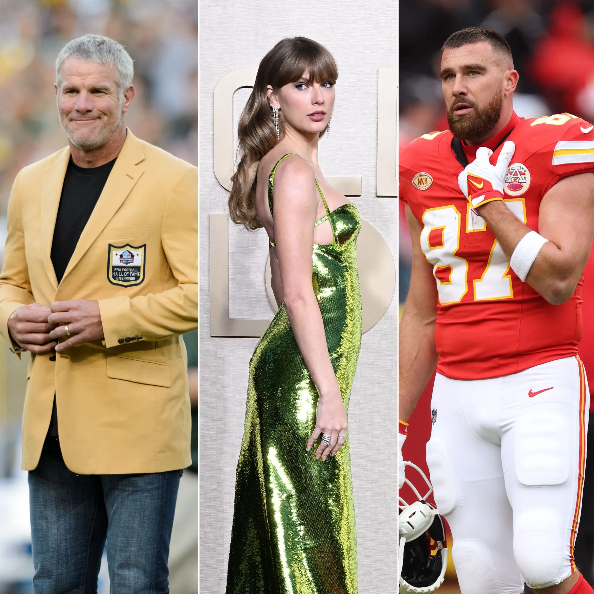 Brett Favre, Taylor Swift, Travis Kelce.