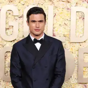 Charles Melton Looks Nice in Navy at the 2024 Golden Globes — While Attending With His Mom 838