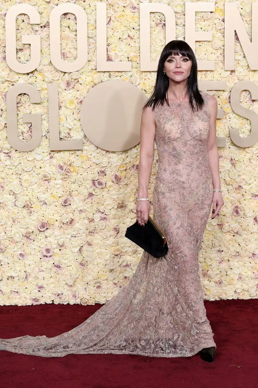 Christina Ricci Red Carpet Arrival Golden Globes 2024