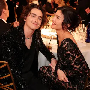 Feature Kylie Jenner Kisses Timothee Chalamet During Surprise Appearance at 2024 Golden Globes