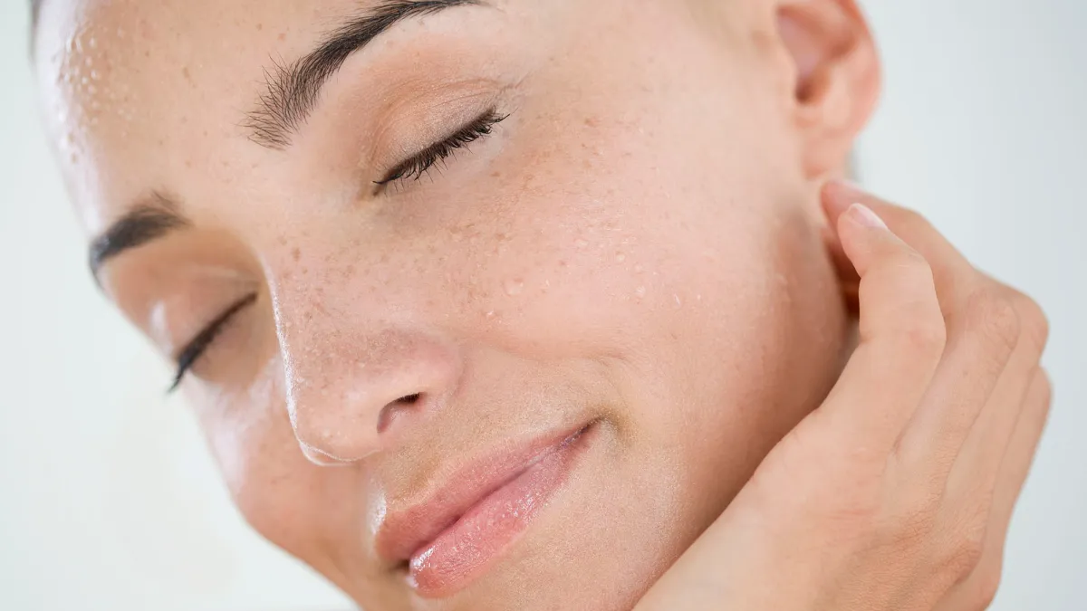 Beauty Portrait of a woman with wet face