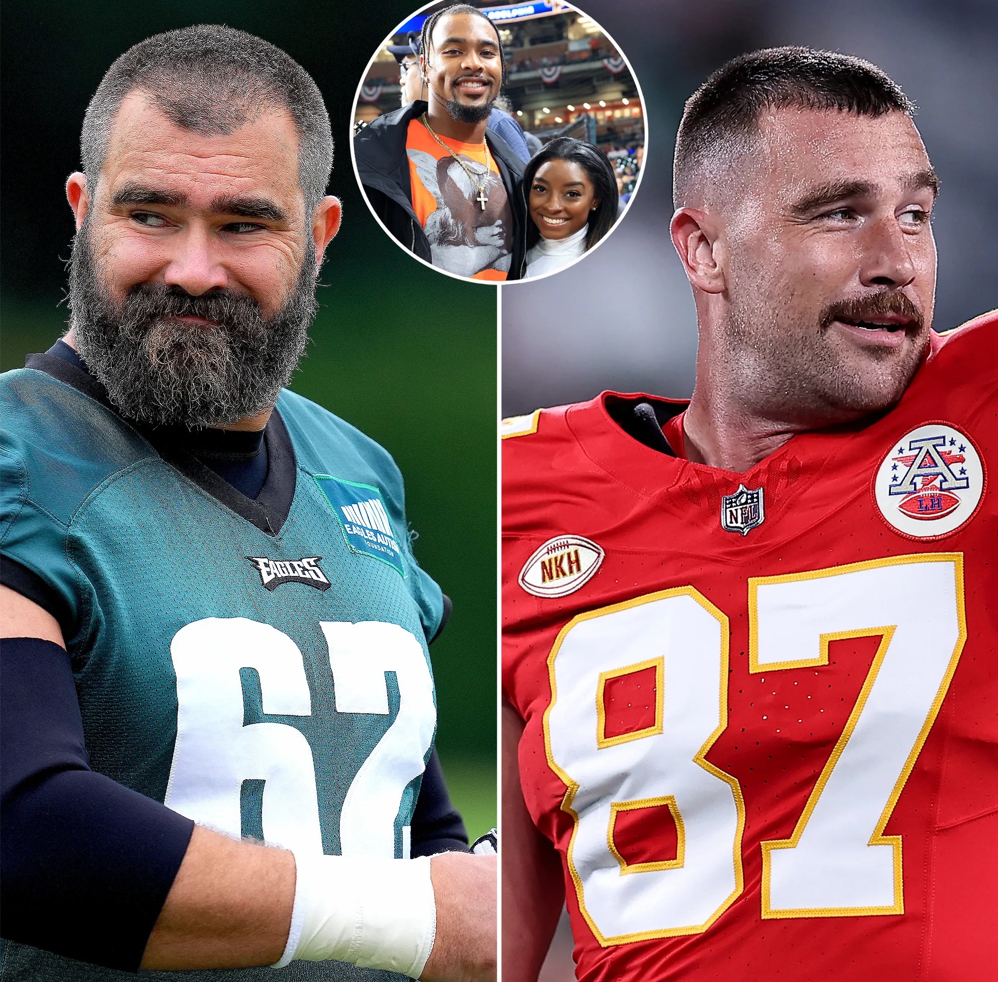 Jason and Travis Kelce Call Simone Biles Husband Jonathan Owens Her Boyfriend Joke About Romance