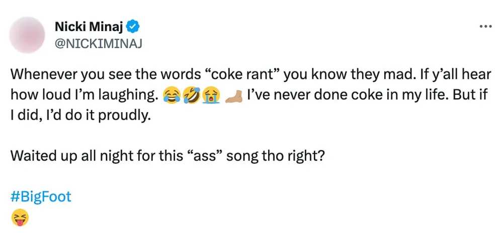 Nicki Minaj Denies Using Cocaine Amid Megan Thee Stallion Feud I ve Never Done Coke In My Life 572