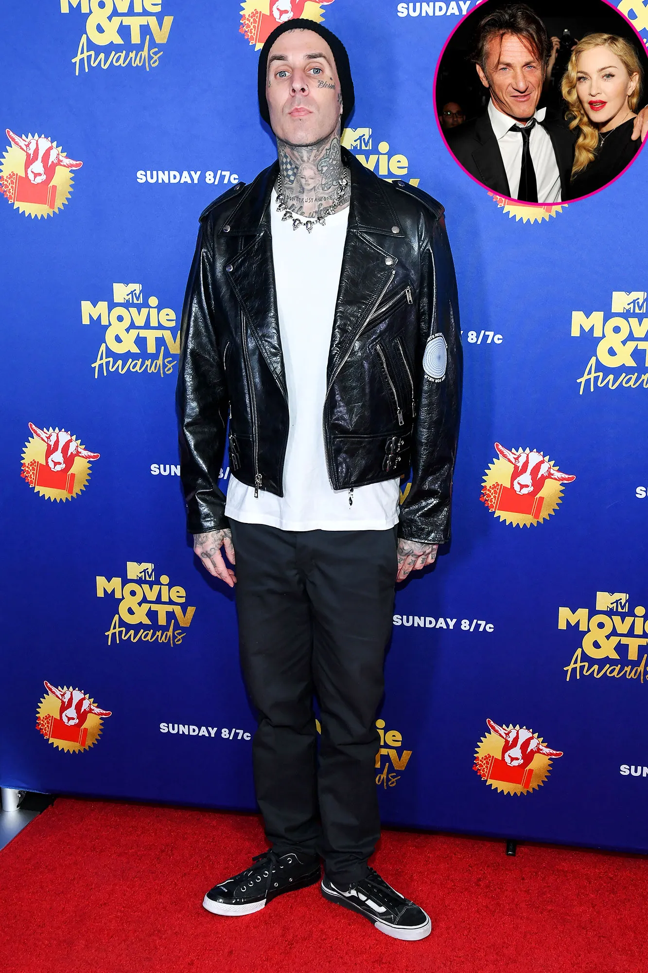 Promo Travis Barker Faces Fan Backlash for T-Shirt Alluding to Sean Penn Alleged Abuse of Ex Madonna