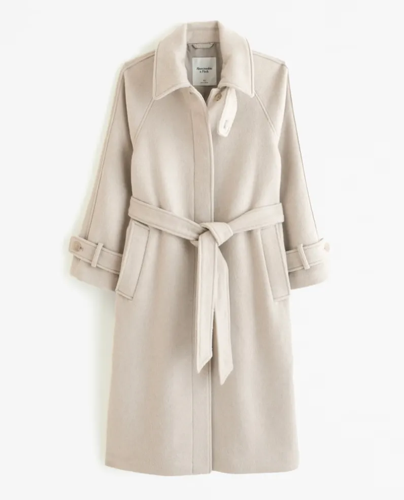 Abercrombie and Fitch Wool-Blend Funnel Neck Coat