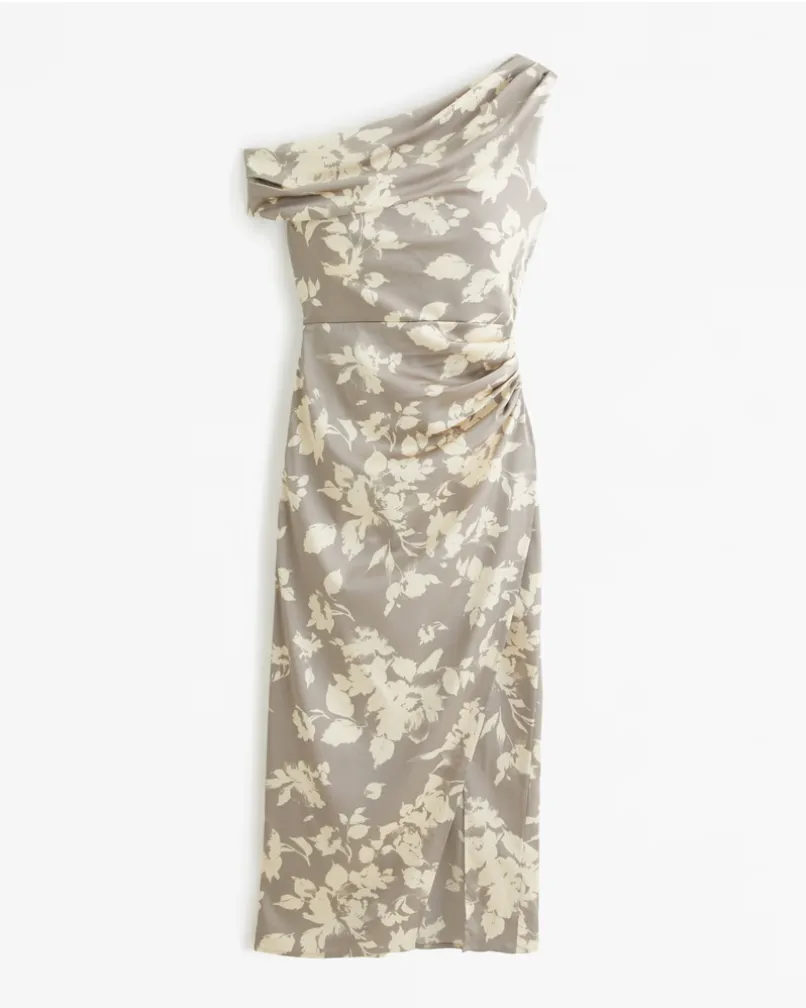 Abercrombie and Fitch Stretch Satin Draped Midi Dress