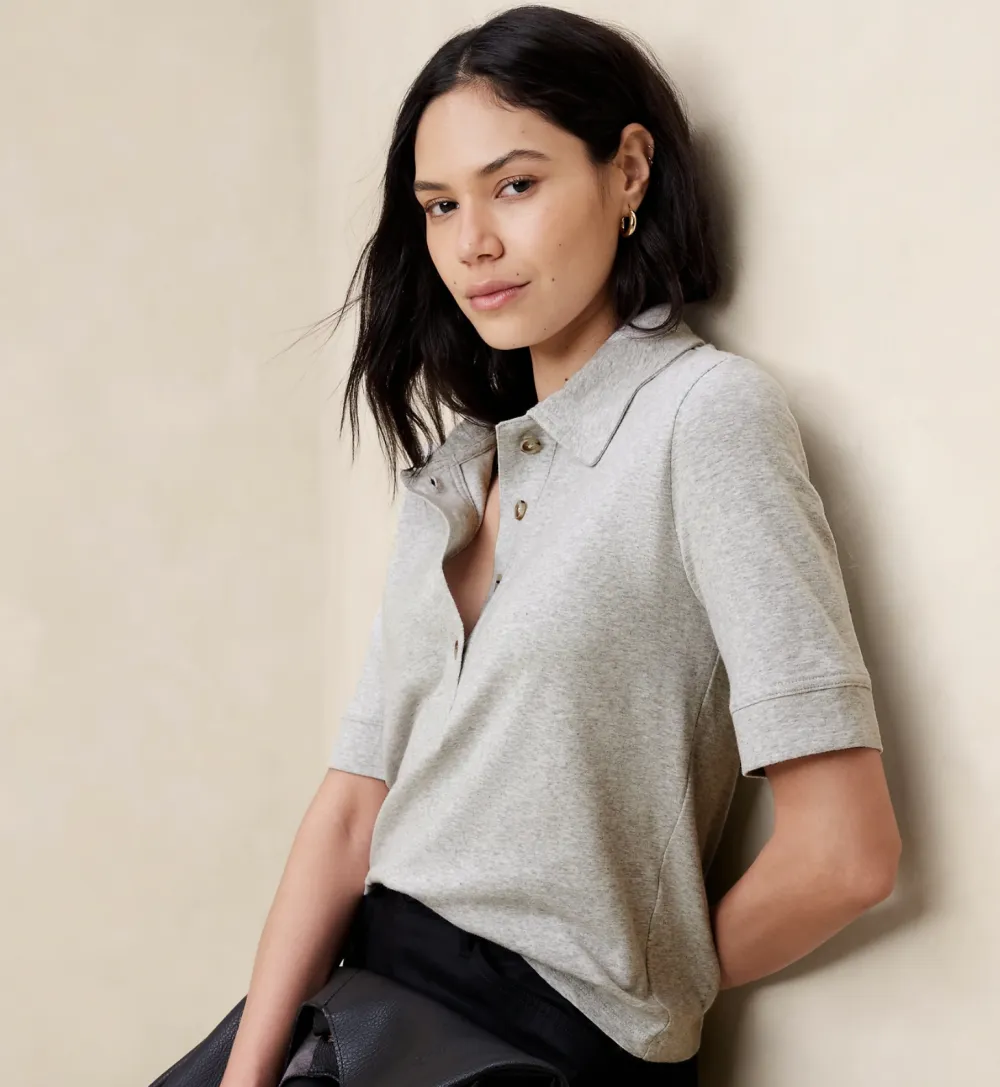 Banana Republic Factory Slub Ribbed Polo T-Shirt