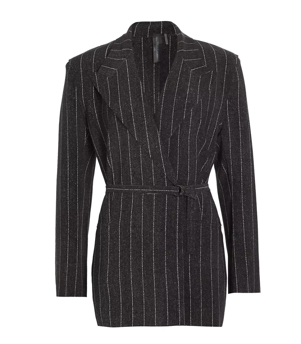 Norma Kamali Pinstriped Stretch-Knit Blazer saks fifth avenue designer sale