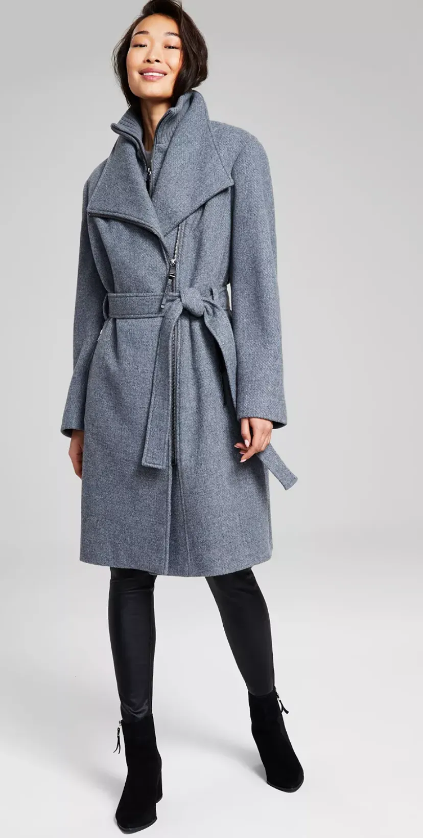 Calvin Klein Women's Wool Blend Belted Wrap Coat Macy's