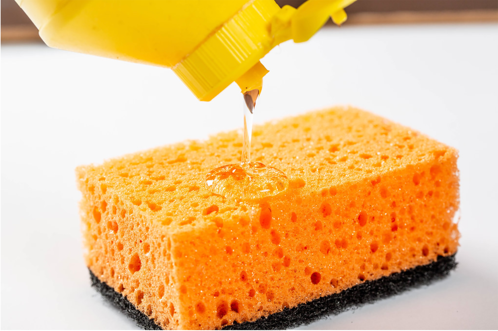 Dishwashing detergent and a sponge