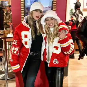 Taylor Swift and Brittany Mahomes Are Twinning and Winning in Matching Jersey Puffer Coats