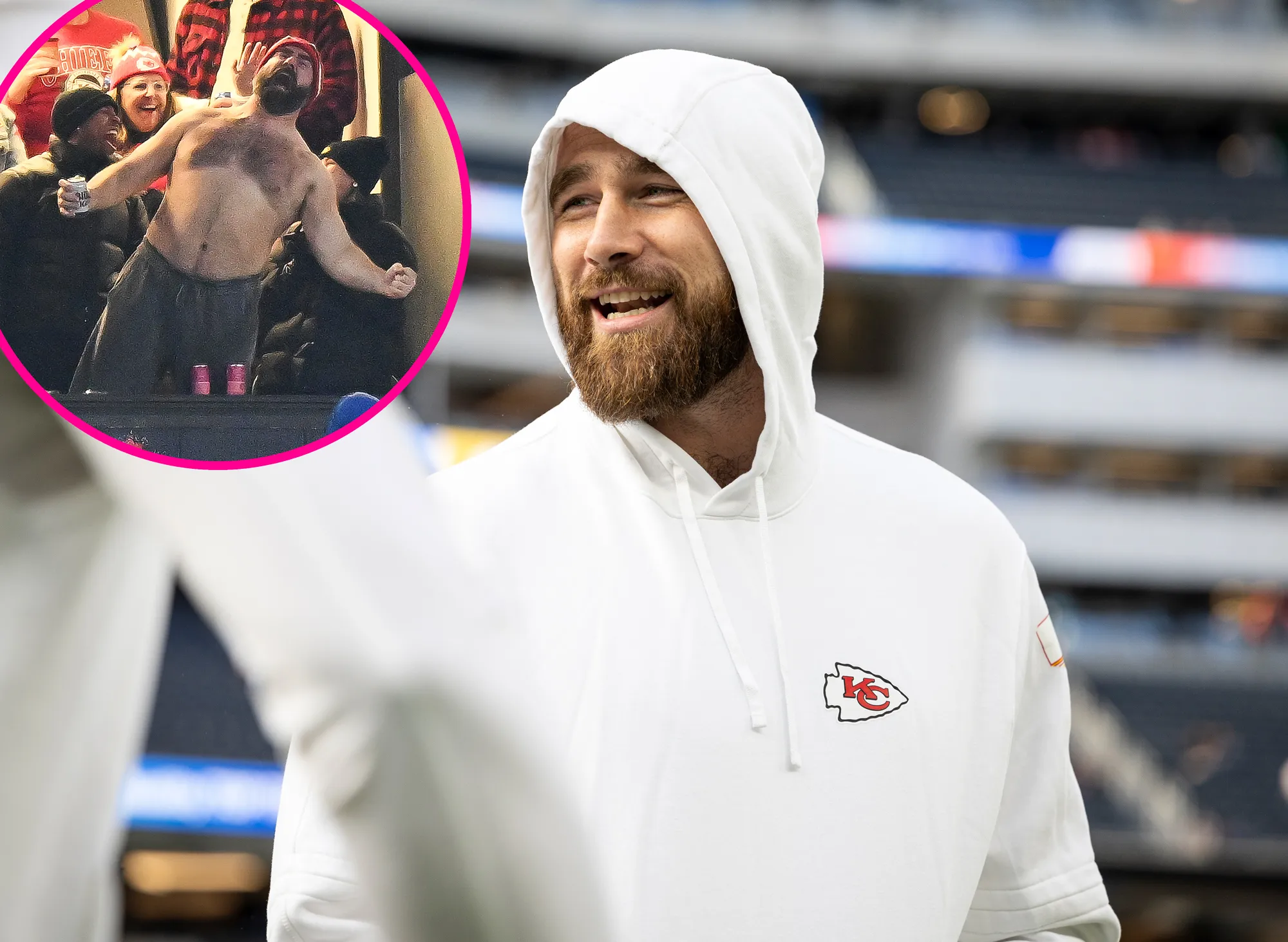 Travis Kelce Reacted to Jason Kelce Viral Shirtless Window Jump