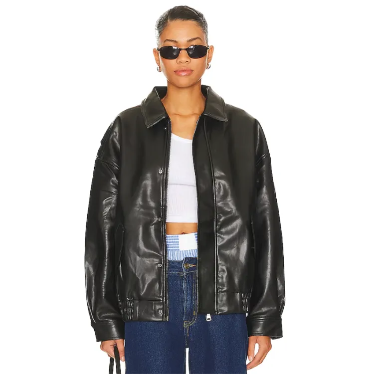 faux leather bomber jacket