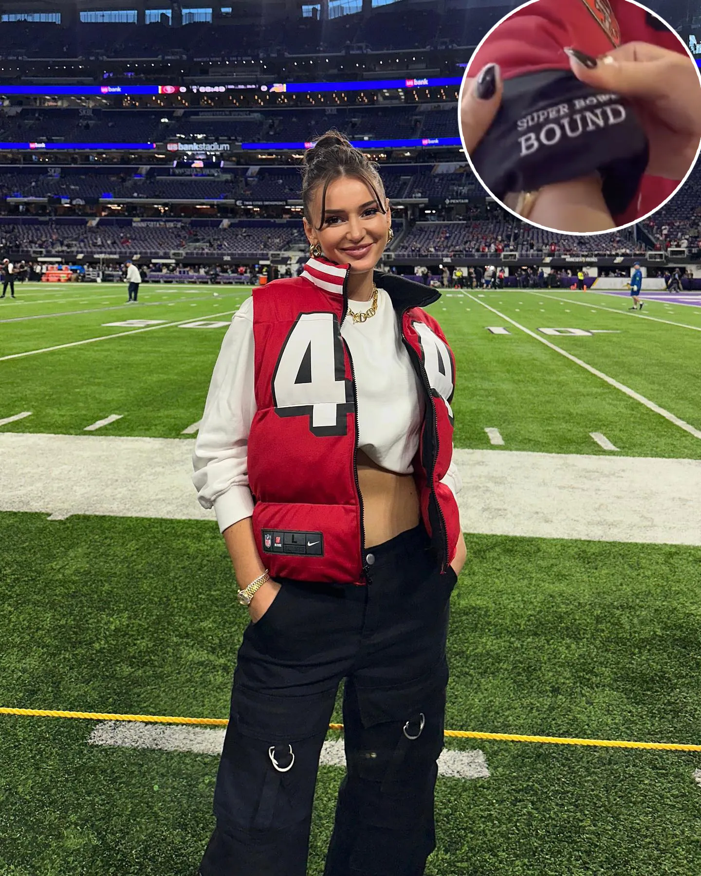 Kristin Juszczyk Reveals Secret Message Embroidered in Her Sleeve at 49ers Game