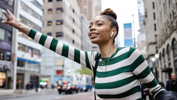 Woman wearing a striped long sleeve crop top