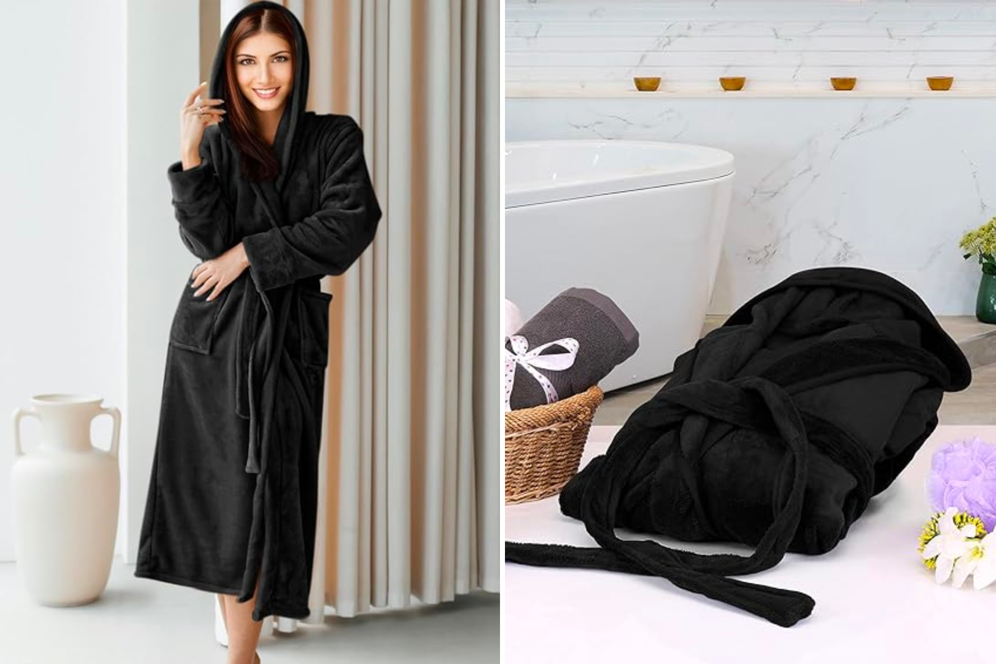 NY Threads Fleece Hooded Bathrobe