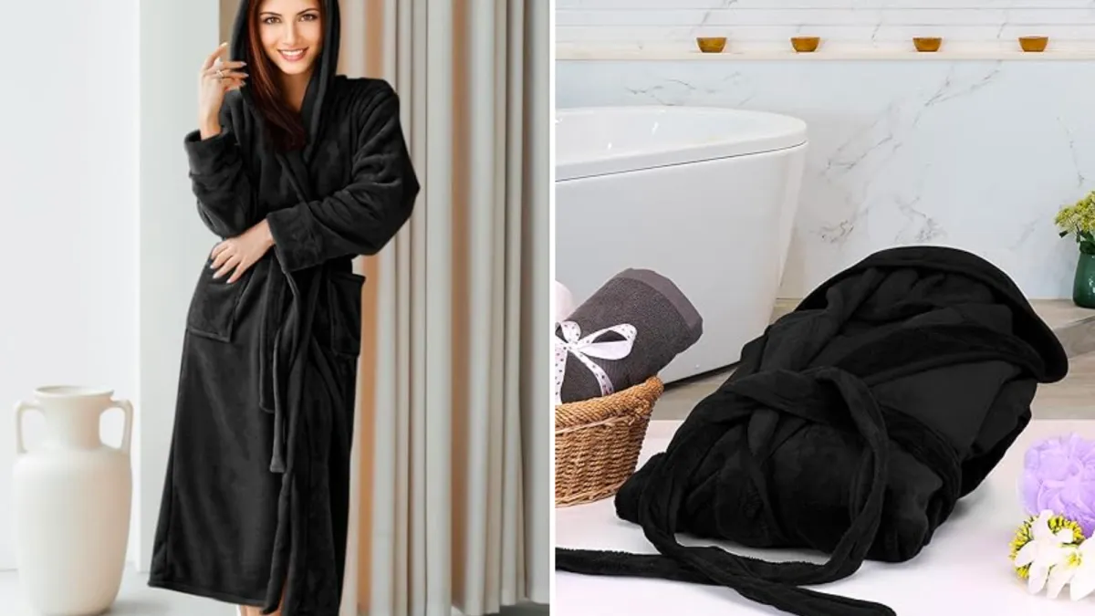 NY Threads Fleece Hooded Bathrobe