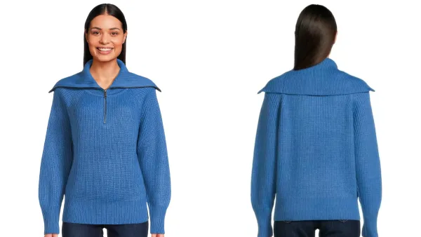 RD Style Quarter Zip Sweater with Extended Collar