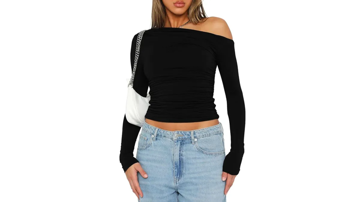 ruched long-sleeve top