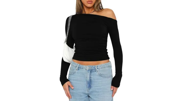 ruched long-sleeve top