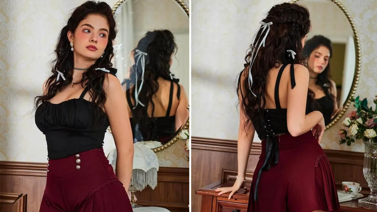 Scarlet Darkness Bow Tie Corset Tank Top