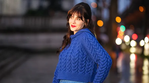 Zooey Deschanel at Paris Fashion Week on January 25, 2024.