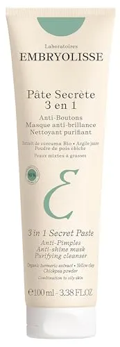 Embryolisse 3 in 1 Anti-pimples & Acne Treatment - Multipurpose Clay Mask to Control and Clear Breakouts - For Oily to Combination Skin, Paraben Free, Oil Free & Non-Comedogenic, 3.38 Fl Oz