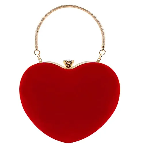 Lytosmoo Women Heart Shaped Handbag Wedding Party Evening Bag Mini Clutch Chain Purse Cocktail Prom Evening Tote