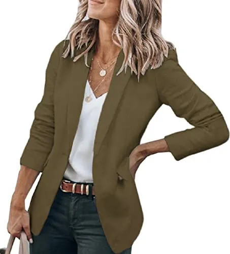 Cicy Bell Womens Casual Blazers Open Front Long Sleeve Work Office Jackets Blazer(Army Green,Medium)
